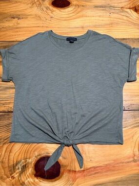 Sanctuary Olive Green Front-Tie Short Sleeve Tee, Medium